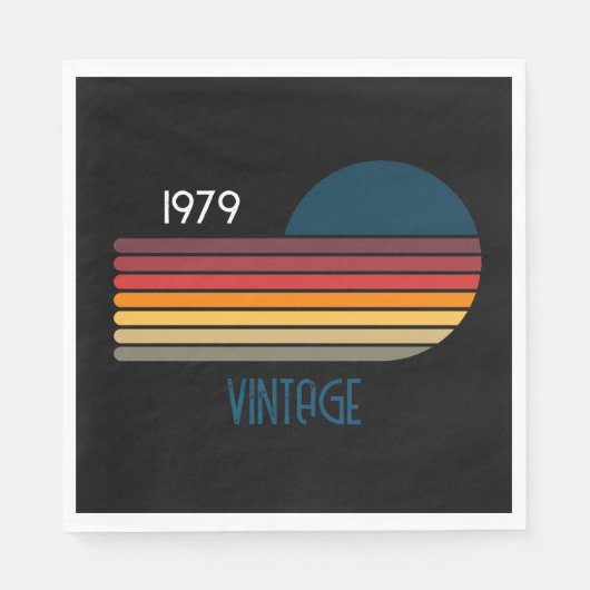  1979 Retro Stripe Zon op Zwart Servet (Voorkant)