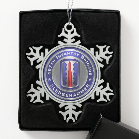 197e Infanteriebrigade Tin Sneeuwvlok Ornament (Kistje)