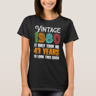 1980 43 jaar oud vogeldagidee of vet t-shirt