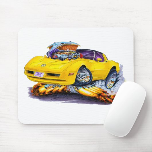 1980-82 Corvette gele auto Muismat (Met muis)