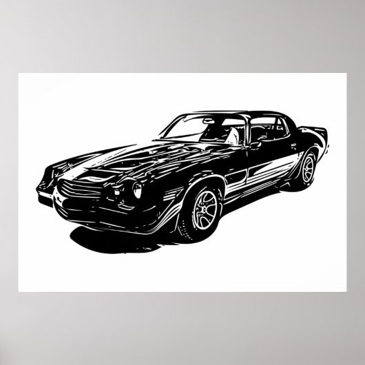 1980 Camaro Black and White Minimalist Design. Poster (Voorkant)