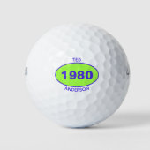 1980 Editable Birthday Year Personalized Green Golfballen (Voorkant)
