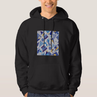 1980 GEOMETRISCHE VIERKANTE DRIEHOEK PATROON BLAUW HOODIE