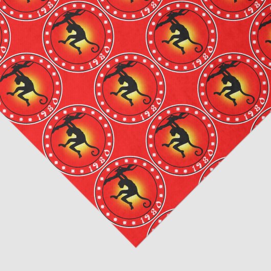 1980 Jaar van de Aap Tissuepapier (Detail)