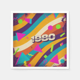 1980 - Retro  jaren '80 Neon geometrisch - Servet