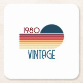  1980 Retro Stripe Sun Kartonnen Onderzetters (Voorkant)