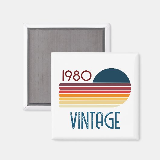  1980 Retro Stripe Sun Magneet (Voorkant / Achterkant)
