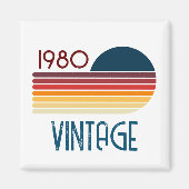  1980 Retro Stripe Sun Magneet (Voorkant)
