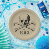 1980 Skull Gothic 43rd Birthday Party Halloween Papieren Bordje (Feest)