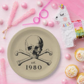 1980 Skull Gothic 43rd Birthday Party Halloween Papieren Bordje (Feest)
