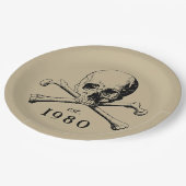 1980 Skull Gothic 43rd Birthday Party Halloween Papieren Bordje (Gekanteld)