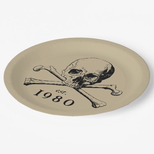 1980 Skull Gothic 43rd Birthday Party Halloween Papieren Bordje (Gekanteld)