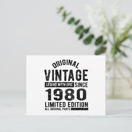 1980 Verjaardag Vintage Briefkaart (Staand voorkant)