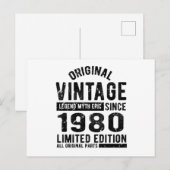 1980 Verjaardag Vintage Briefkaart (Voorkant / Achterkant)