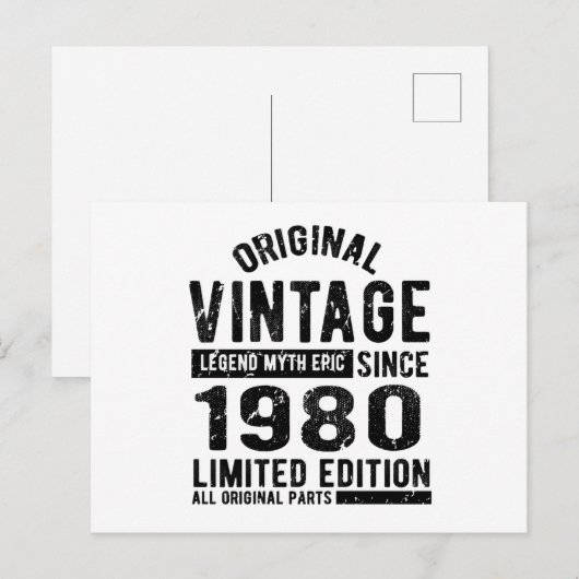 1980 Verjaardag Vintage Briefkaart (Voorkant / Achterkant)