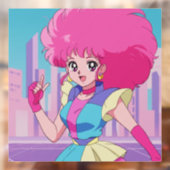 1980s anime-style characters raamsticker (Vel 2)
