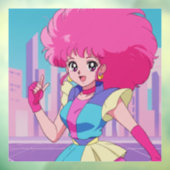 1980s anime-style characters raamsticker (Vel 3)