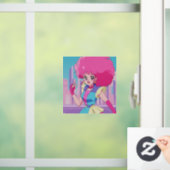 1980s anime-style characters raamsticker (Huis)