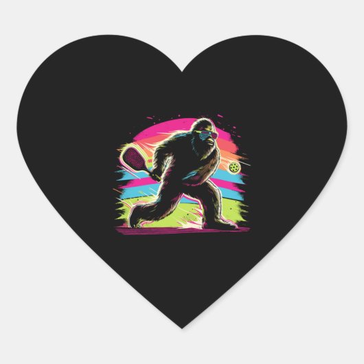 1980s Bigfoot Sasquatch Playing Pickleball 1 Hart Sticker (Voorkant)