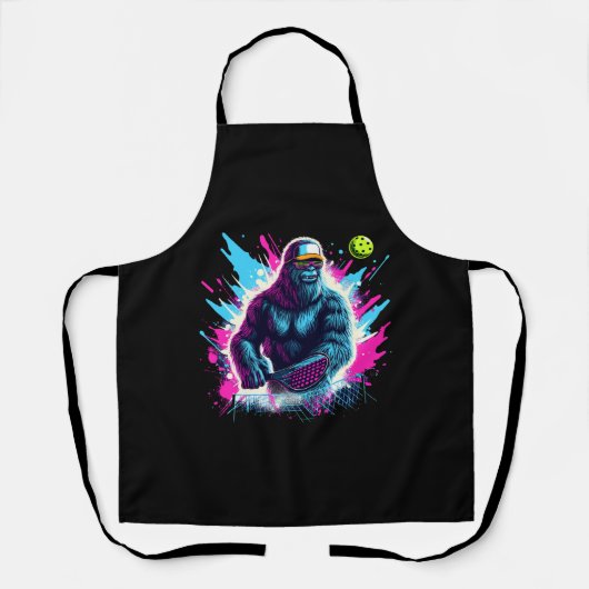 1980s Bigfoot Sasquatch Playing Pickleball 2 Schort (Voorkant)