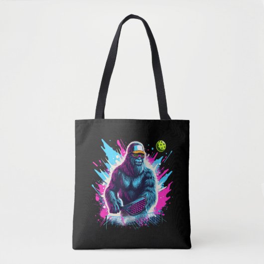 1980s Bigfoot Sasquatch Playing Pickleball 2 Tote Bag (Voorkant)