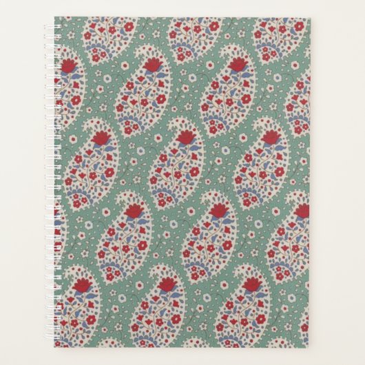 1980s Bloemen en Groene Paisley / Teardrop Planner (Voorkant)
