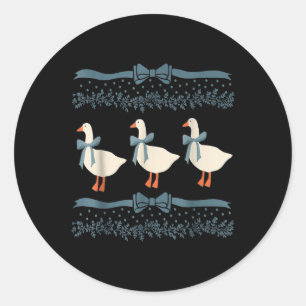 1980s Blue Ribbon Goose Met Harten Ronde Sticker