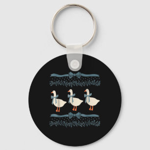 1980s Blue Ribbon Goose Met Harten Sleutelhanger
