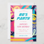 1980s Bright Retro Doodles Verjaardagsfeest Kaart (Voorkant)