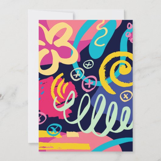 1980s Bright Retro Doodles Verjaardagsfeest Kaart (Achterkant)