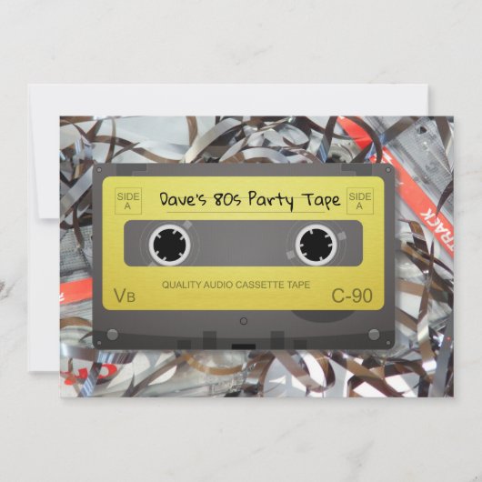 1980s Cassette Mix Tape Party Invitation Card Kaart (Voorkant)