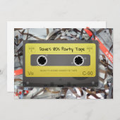 1980s Cassette Mix Tape Party Invitation Card Kaart (Voorkant / Achterkant)