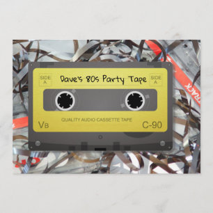 1980s Cassette Mix Tape Party Invitation Card Kaart