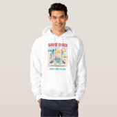 1980s Gamer Nostalgia – Pixel Art Joystick Graphic Hoodie (Voorkant volledig)
