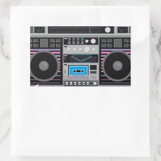 1980s getto blaster boombox rechthoekige sticker (Tas)