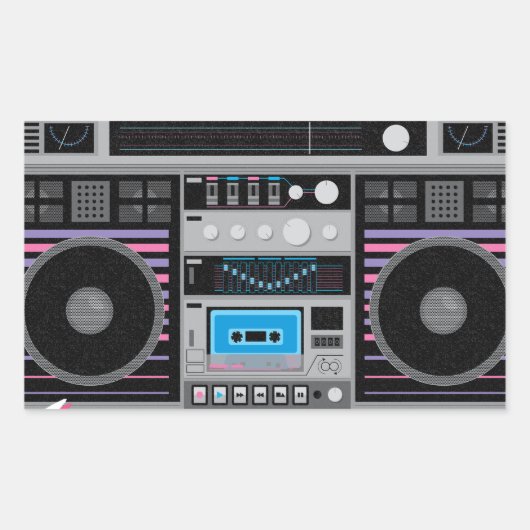 1980s getto blaster boombox rechthoekige sticker (Voorkant)