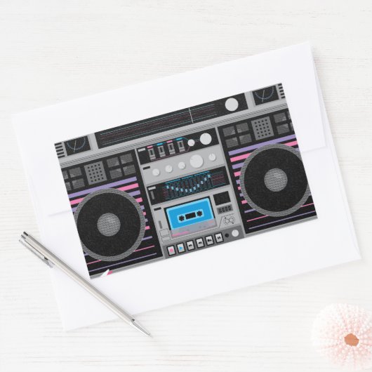 1980s getto blaster boombox rechthoekige sticker (Envelop)
