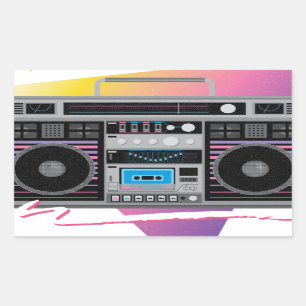 1980s getto blaster boombox rechthoekige sticker