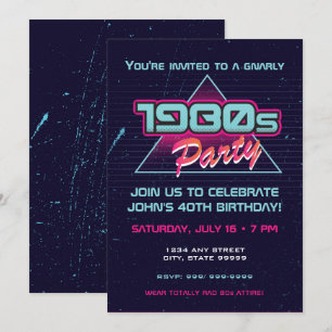 1980s in totaal Rad Birthday Party Invitation Kaart