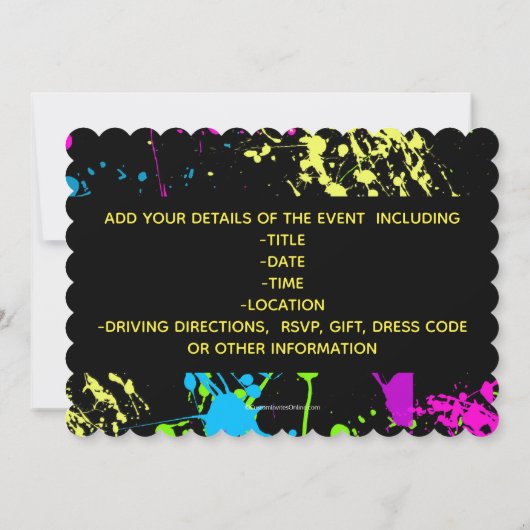 1980s Kleurrijke Verf Splatter 40e Verjaardagsfees Kaart (Achterkant)