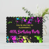 1980s Kleurrijke Verf Splatter 40e Verjaardagsfees Kaart (Staand voorkant)