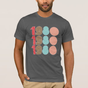 1980s Koele Retro Typografie Herhaal Schrift T-shirt