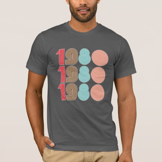 1980s Koele Retro Typografie Herhaal Schrift T-shirt (Voorkant)