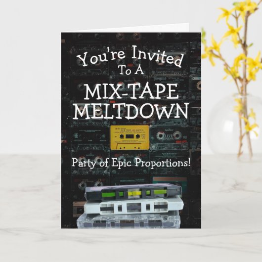 1980s MixTape Meltdown Epic Party Uitnodiging (Gele Bloem)