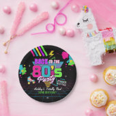 1980s Neon Retro Verjaardagspapier Borden Papieren Bordje (Feest)
