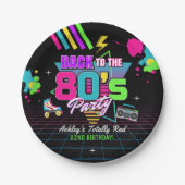 1980s Neon Retro Verjaardagspapier Borden Papieren Bordje (Voorkant)