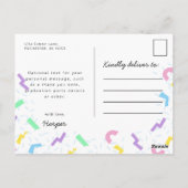 1980s neonscript en patroonfoto van afstuderen briefkaart (Achterkant)