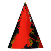 1980's Party Birthday Graphic Splat Rode Naam pet Feesthoedjes (Achterkant)