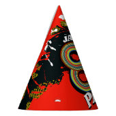 1980's Party Birthday Graphic Splat Rode Naam pet Feesthoedjes (Links)