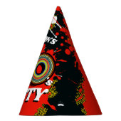 1980's Party Birthday Graphic Splat Rode Naam pet Feesthoedjes (Rechts)